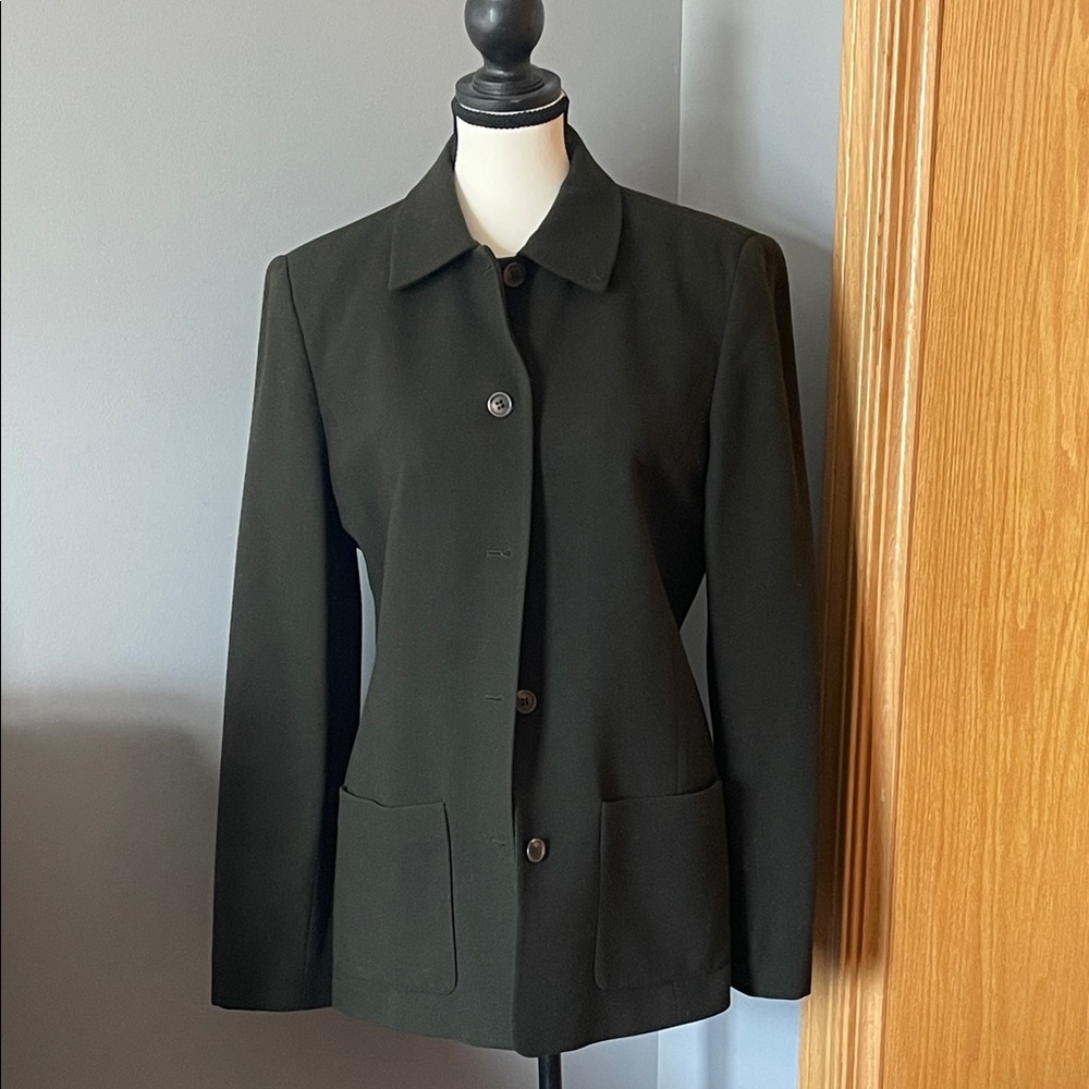 Jones & Co 100% Wool Blazer | Olive Green Tailored Jacket |Workwear Classic